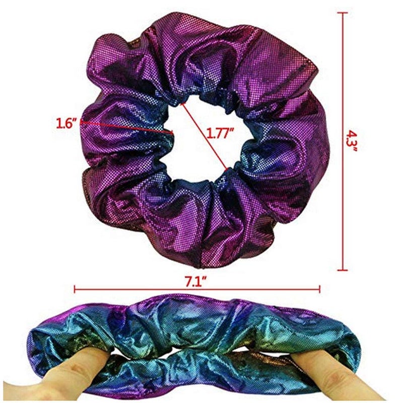 ACCGLORY Shiny Scrunchies Metallic Hair Bands Elastic Hair Ties Set Glitter Ponytail Holder Soft Scrunchy for Women(Hair Scrunchies Set 2) - Image 2